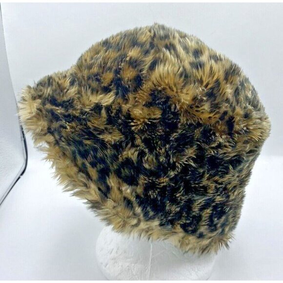 VTG Fair Weather Fairweather Animal Print Faux Fur Hat Size M 57 CM Mob Wife - Picture 14 of 14